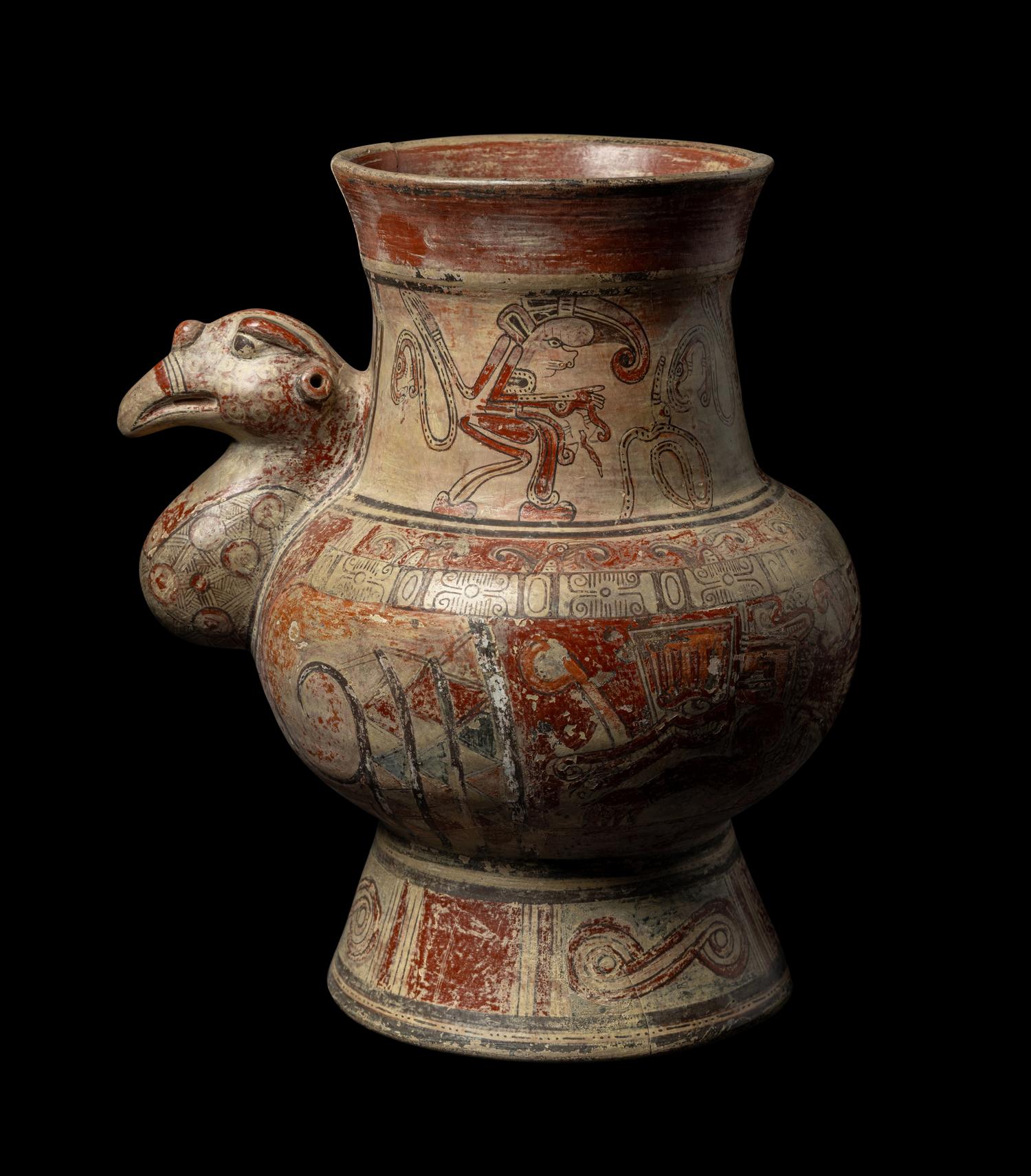 A Nicoya Polychrome Vulture Effigy Vessel