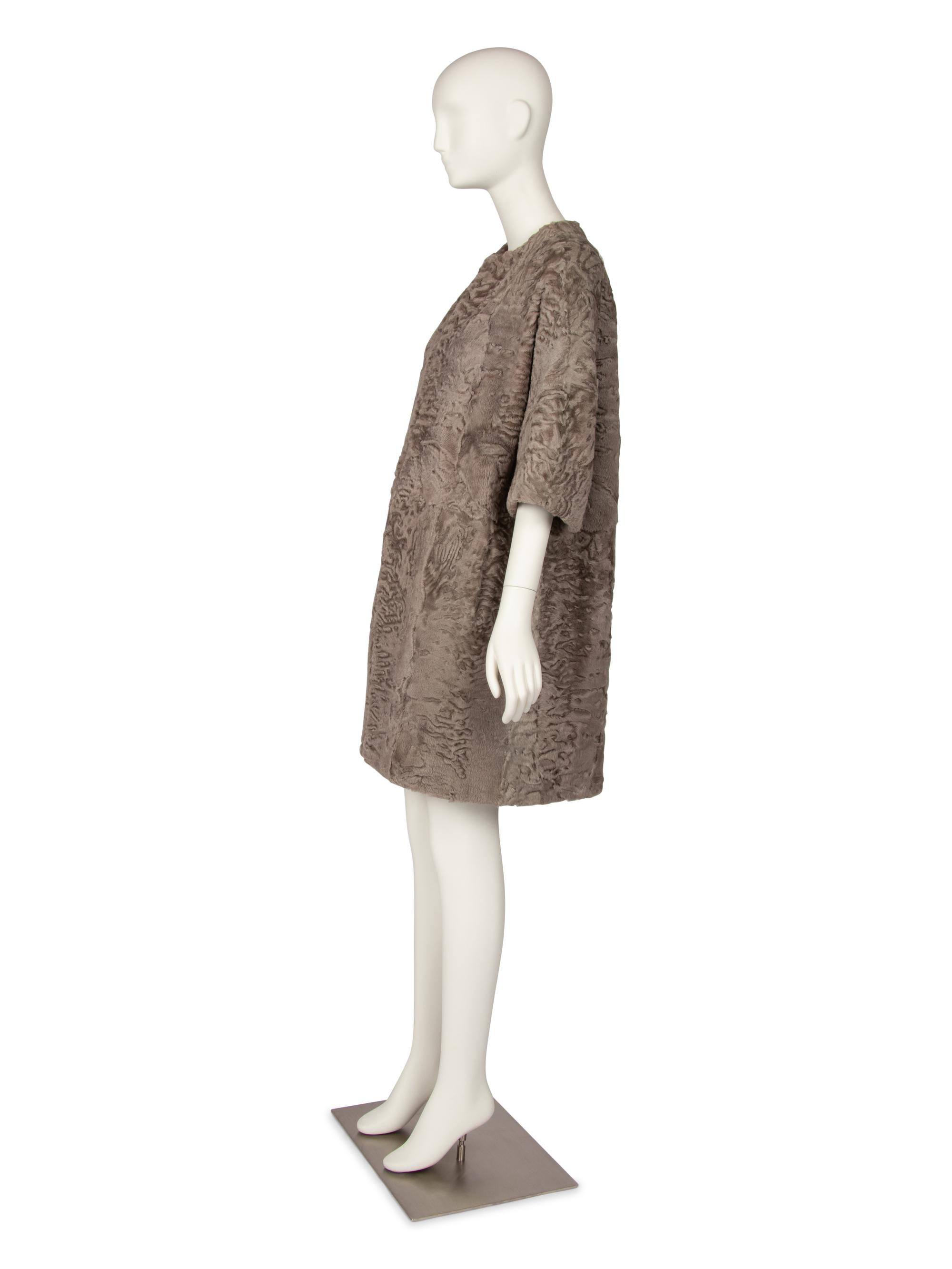 J. Mendel Brown Broadtail Open-Front Coat, 2000s