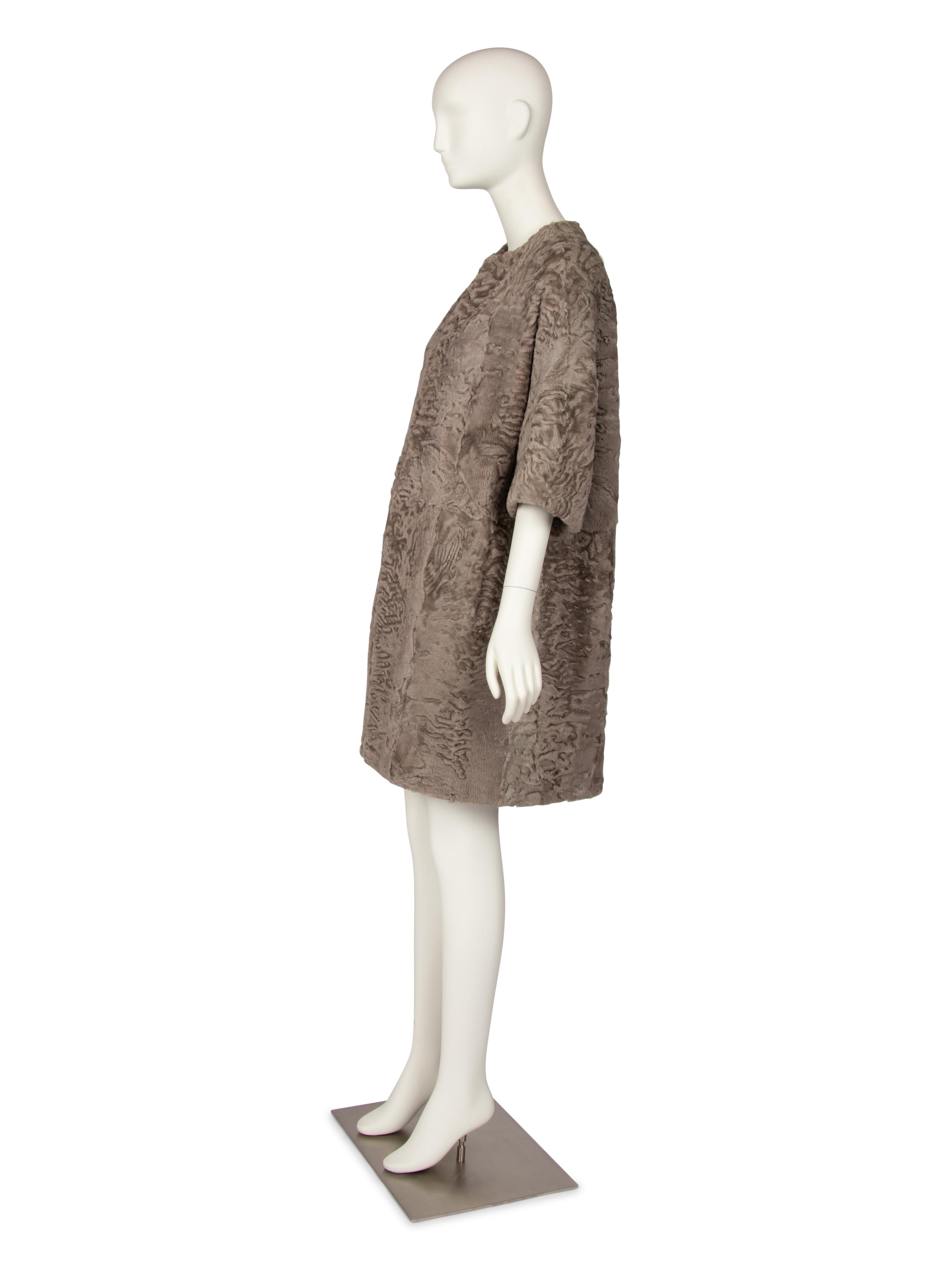 J. Mendel Brown Broadtail Open-Front Coat, 2000s