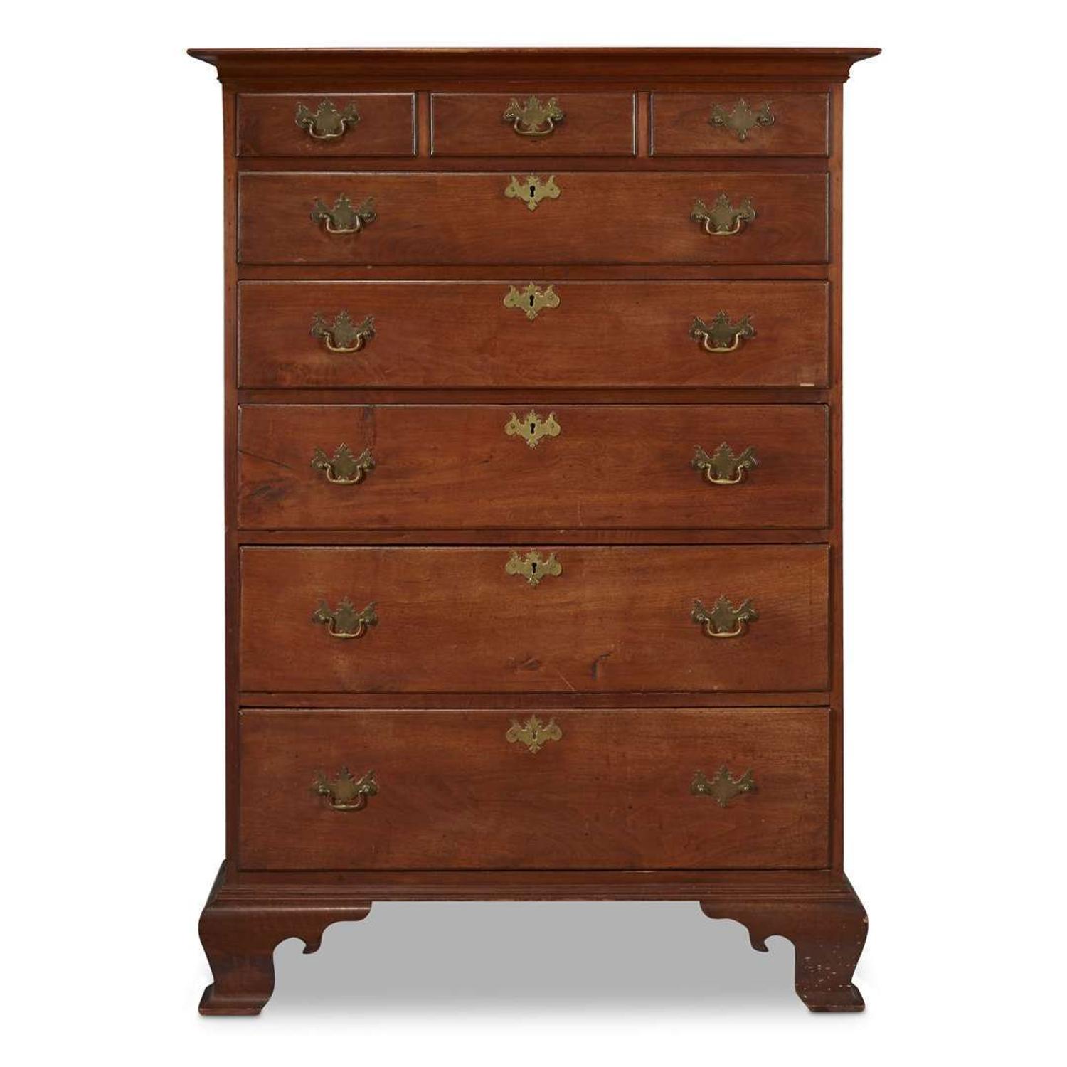 Chippendale walnut tall chest Delaware Valley, circa 1780