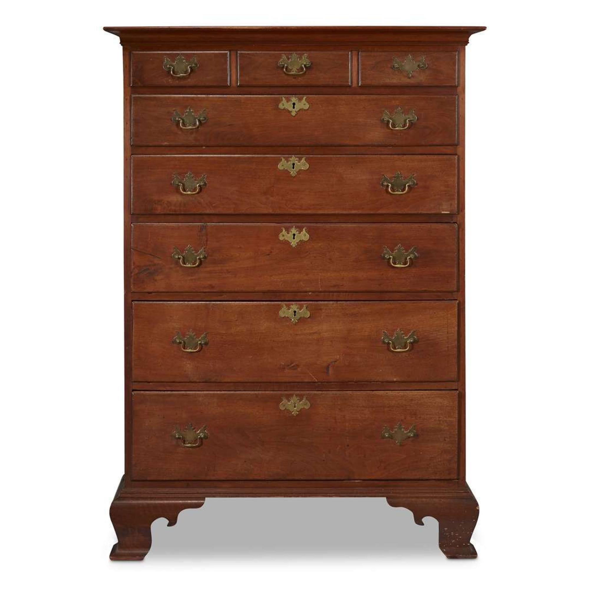 Chippendale walnut tall chest Delaware Valley, circa 1780
