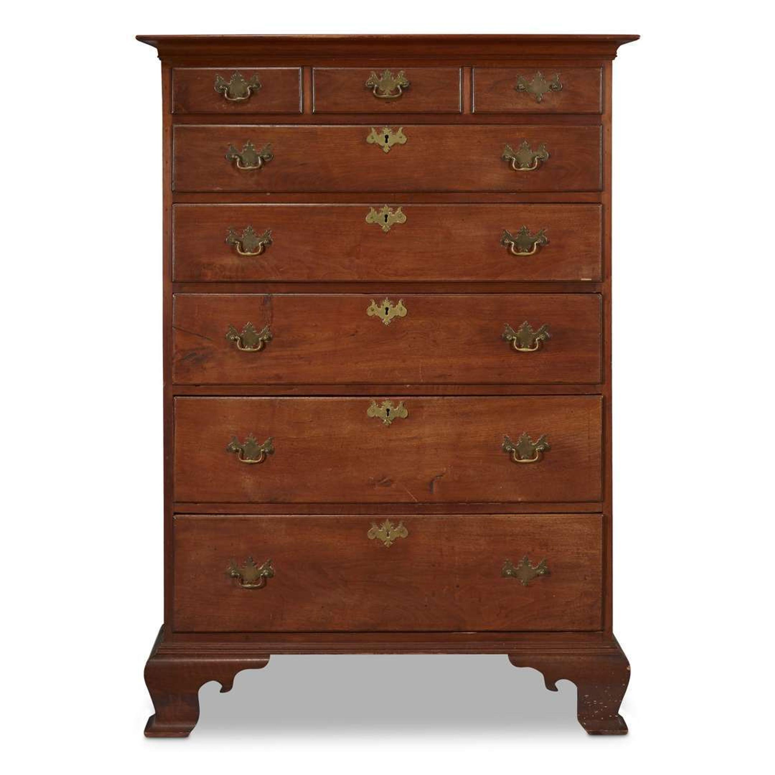 Chippendale walnut tall chest Delaware Valley, circa 1780