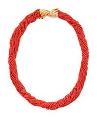 YELLOW GOLD AND CORAL TORSADE NECKLACE