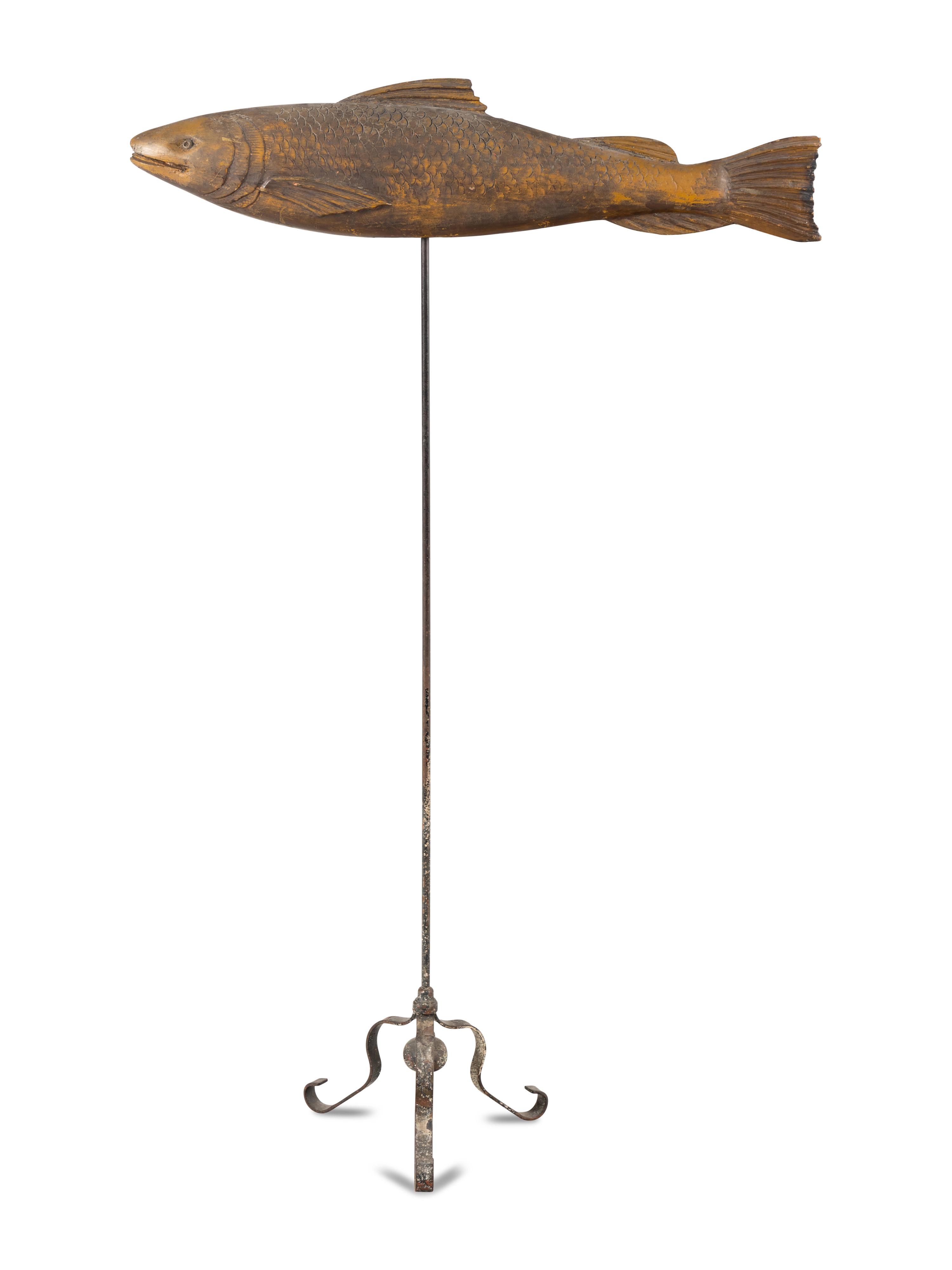 A Carved and Gilt Wood Fish Weathervane