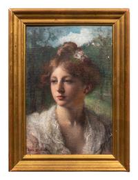 Portrait of Young Woman with White Lace Collar