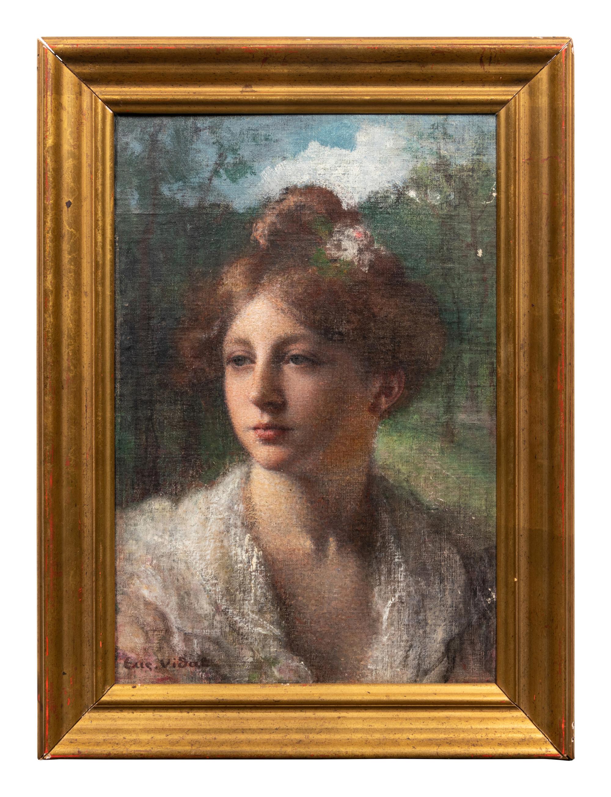 Portrait of Young Woman with White Lace Collar