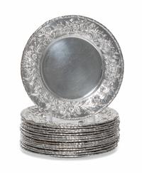 A Set of Sixteen American Silver Bread Plates, S. Kirk & Son, Baltimore, MD, Circa 1930, circular, the borders chased with dense flower