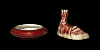 Two Chinese Copper Red Glazed Porcelain Scholar's Objects