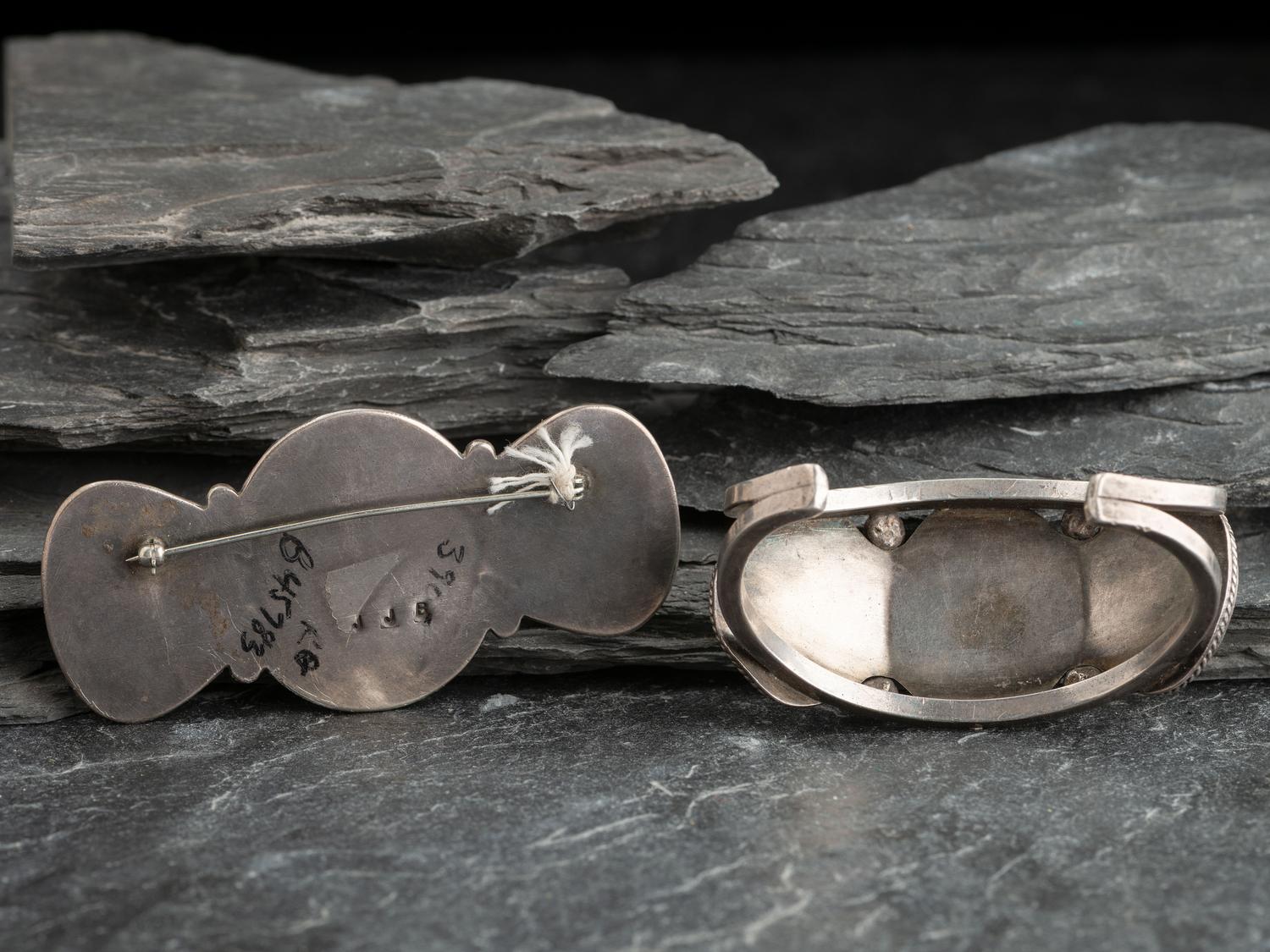Navajo Silver and Turquoise Bracelet AND Pin