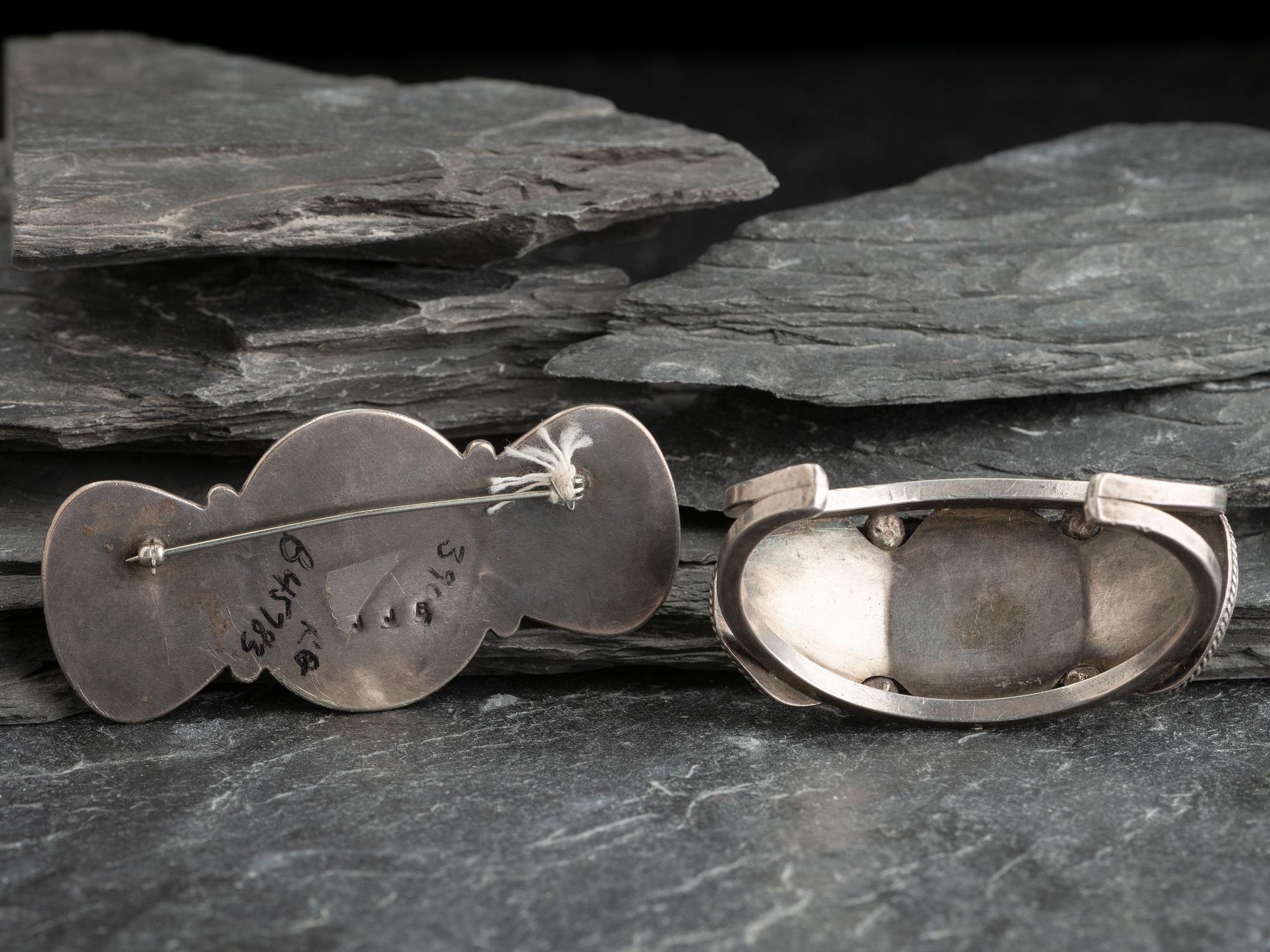 Navajo Silver and Turquoise Bracelet AND Pin