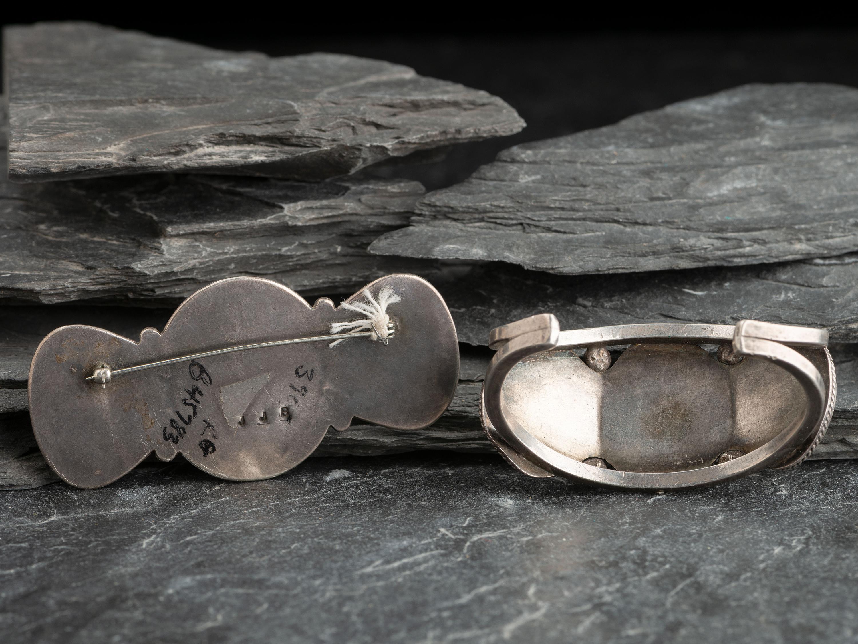 Navajo Silver and Turquoise Bracelet AND Pin
