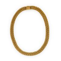 YELLOW GOLD DOUBLE BRAID CHAIN NECKLACE