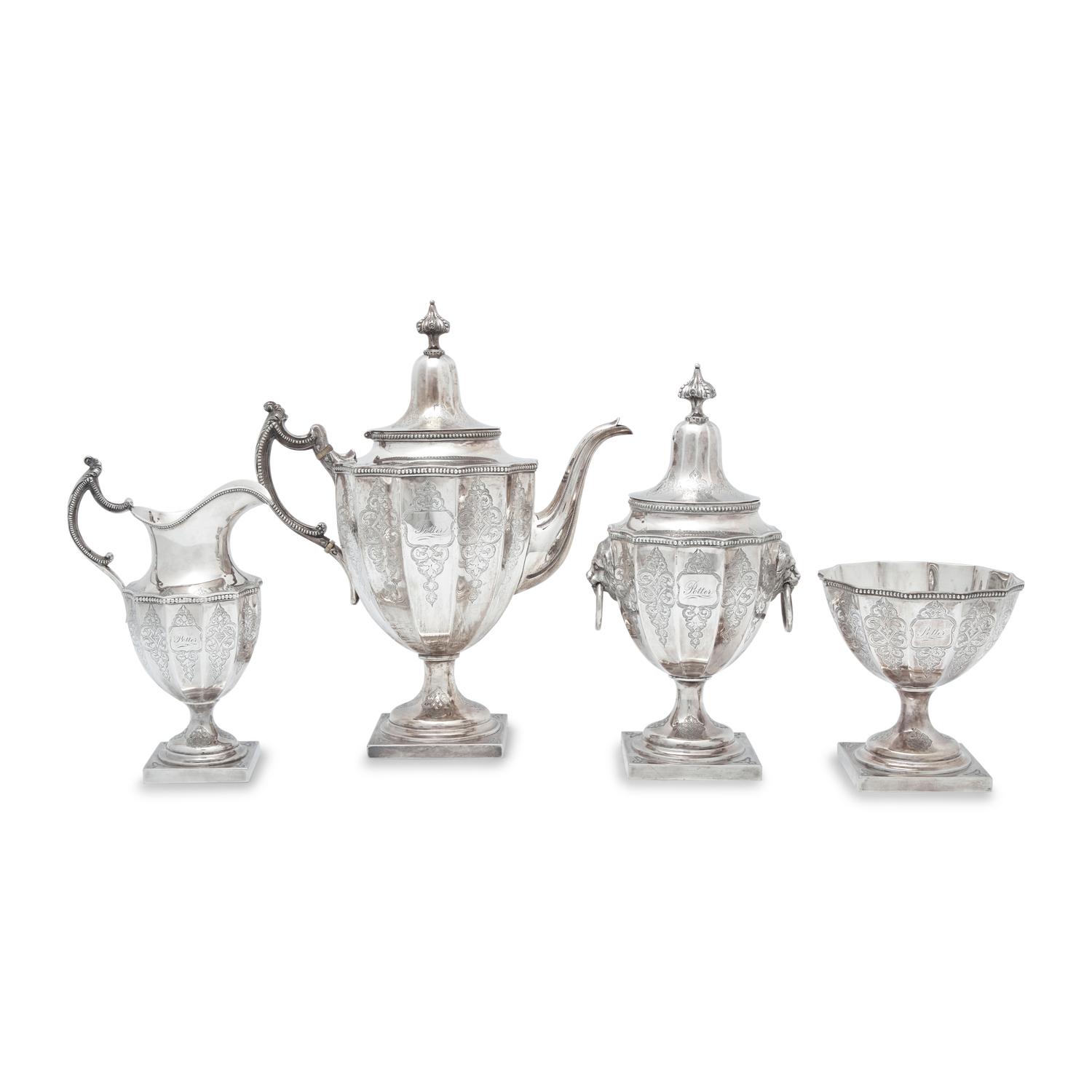 A Neoclassical Four-Piece Silver Tea Service
