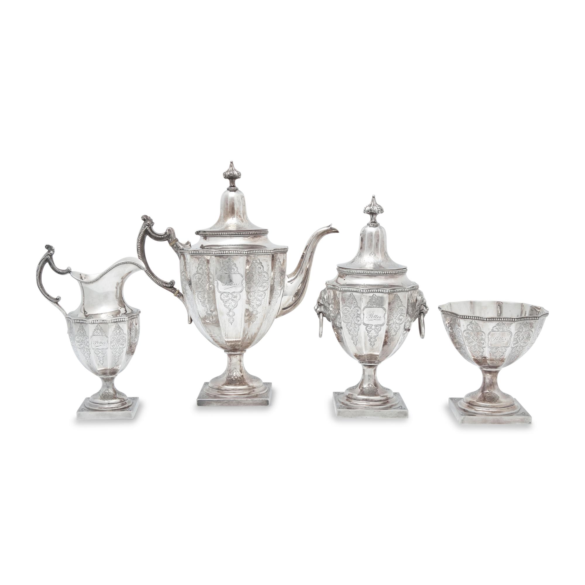 A Neoclassical Four-Piece Silver Tea Service