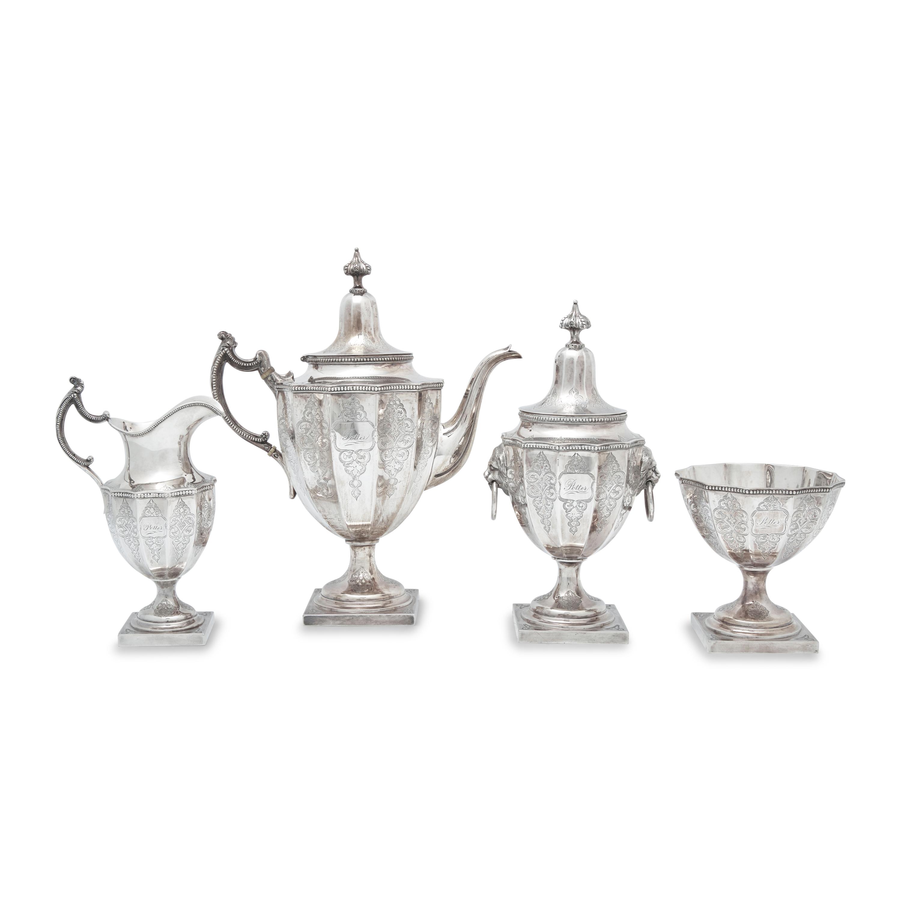 A Neoclassical Four-Piece Silver Tea Service