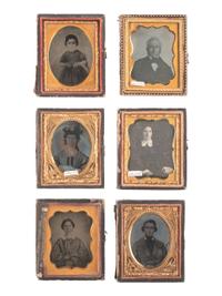 [EARLY PHOTOGRAPHY]. 35 assorted images including paper, tintype, ambrotype, and daguerreotype portraits.
