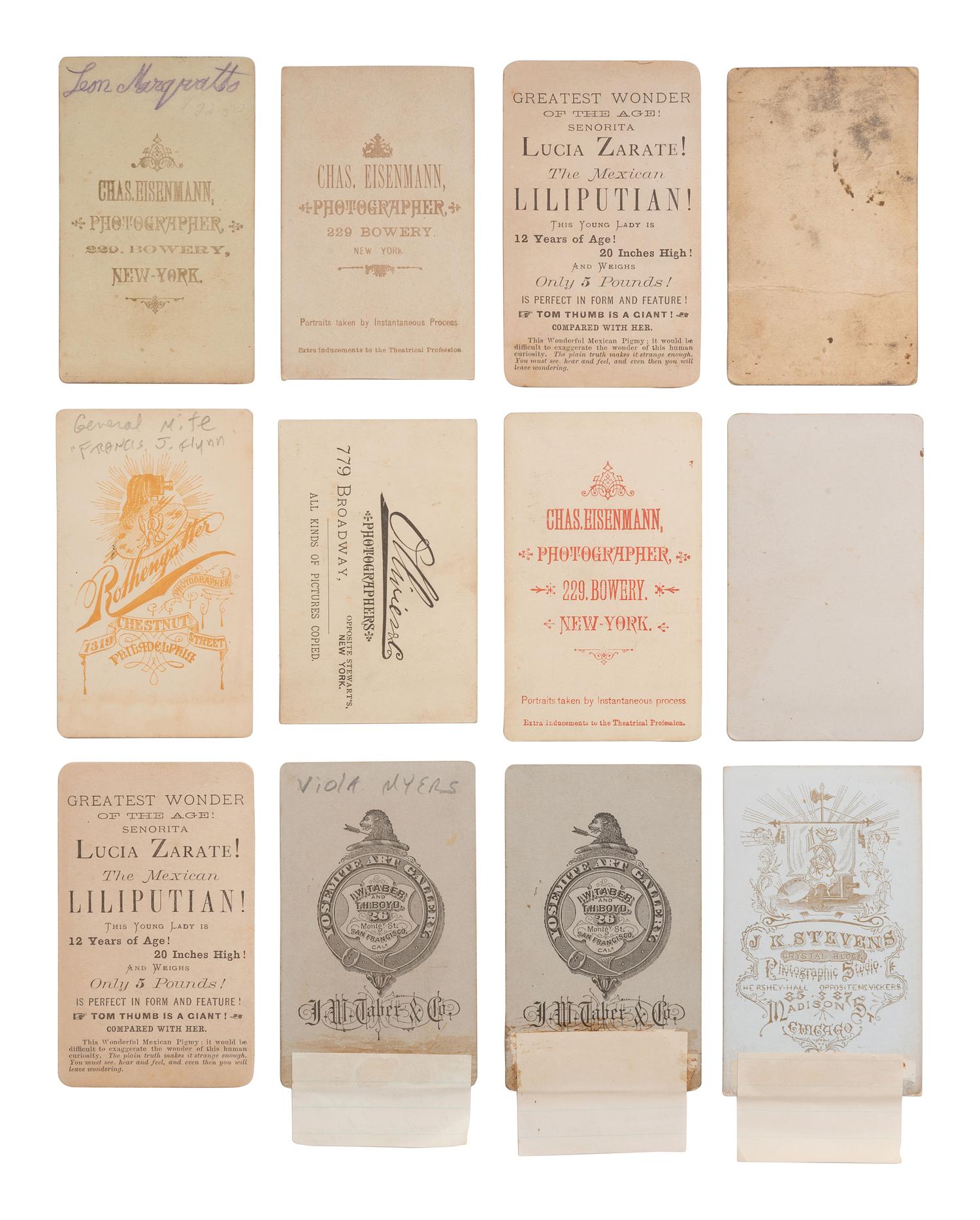 [EARLY PHOTOGRAPHY]. 30 CDVs of circus performers and sideshow acts, incl. portraits by EISENMANN.