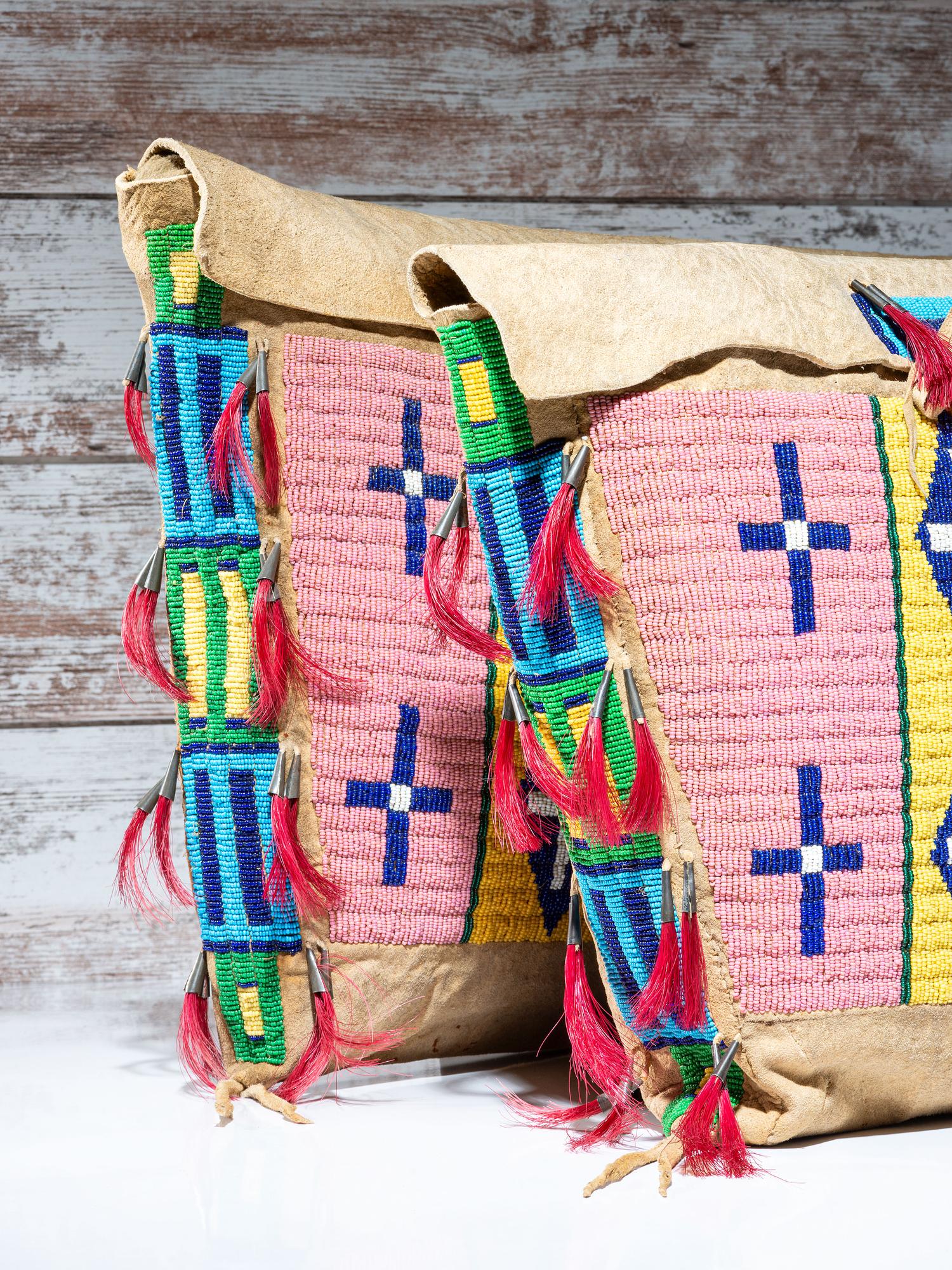 Sioux Beaded Hide Possible Bags, Matched Pair