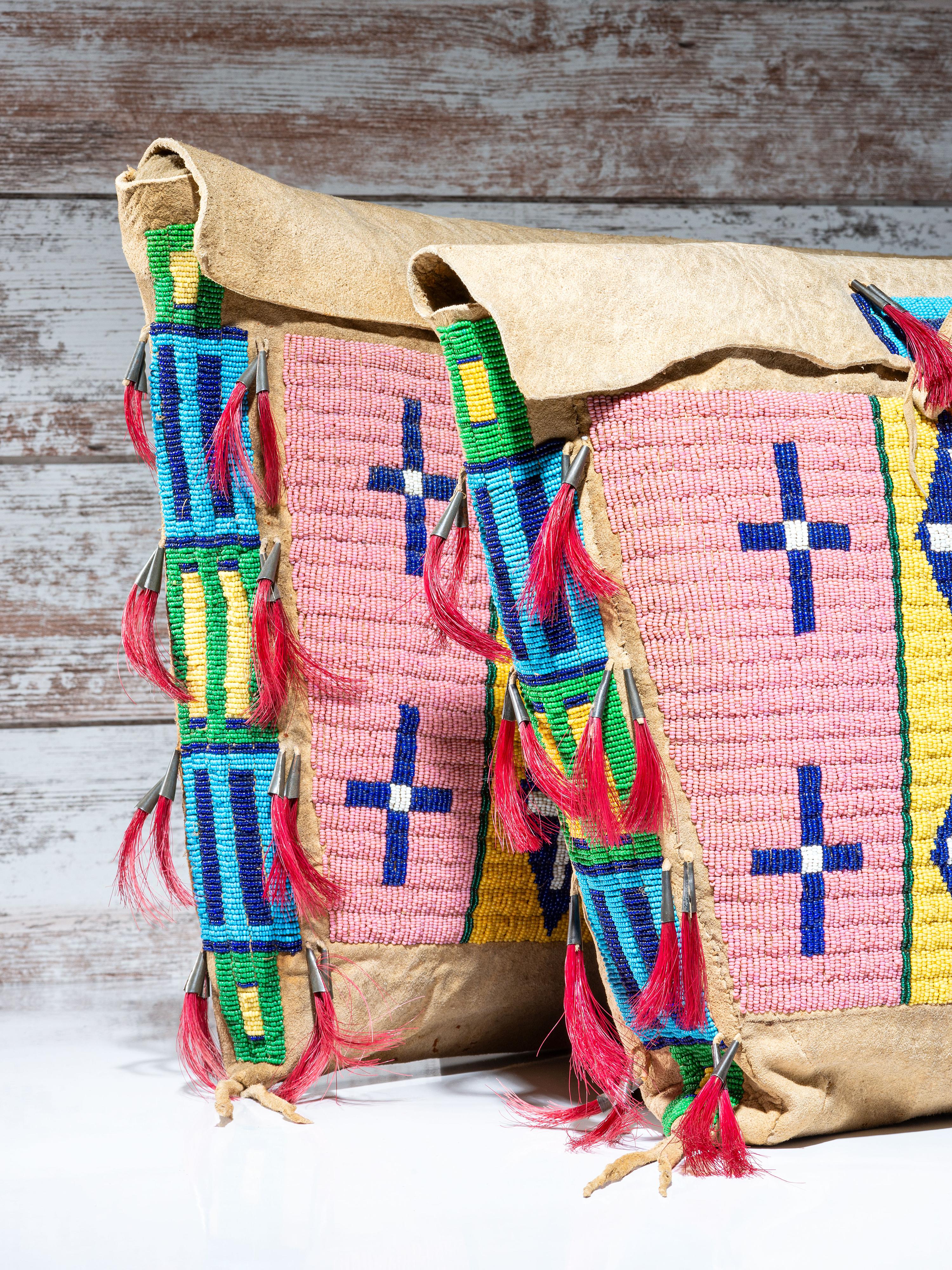 Sioux Beaded Hide Possible Bags, Matched Pair
