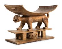 An Asante Carved Wood 'Leopard' Stool