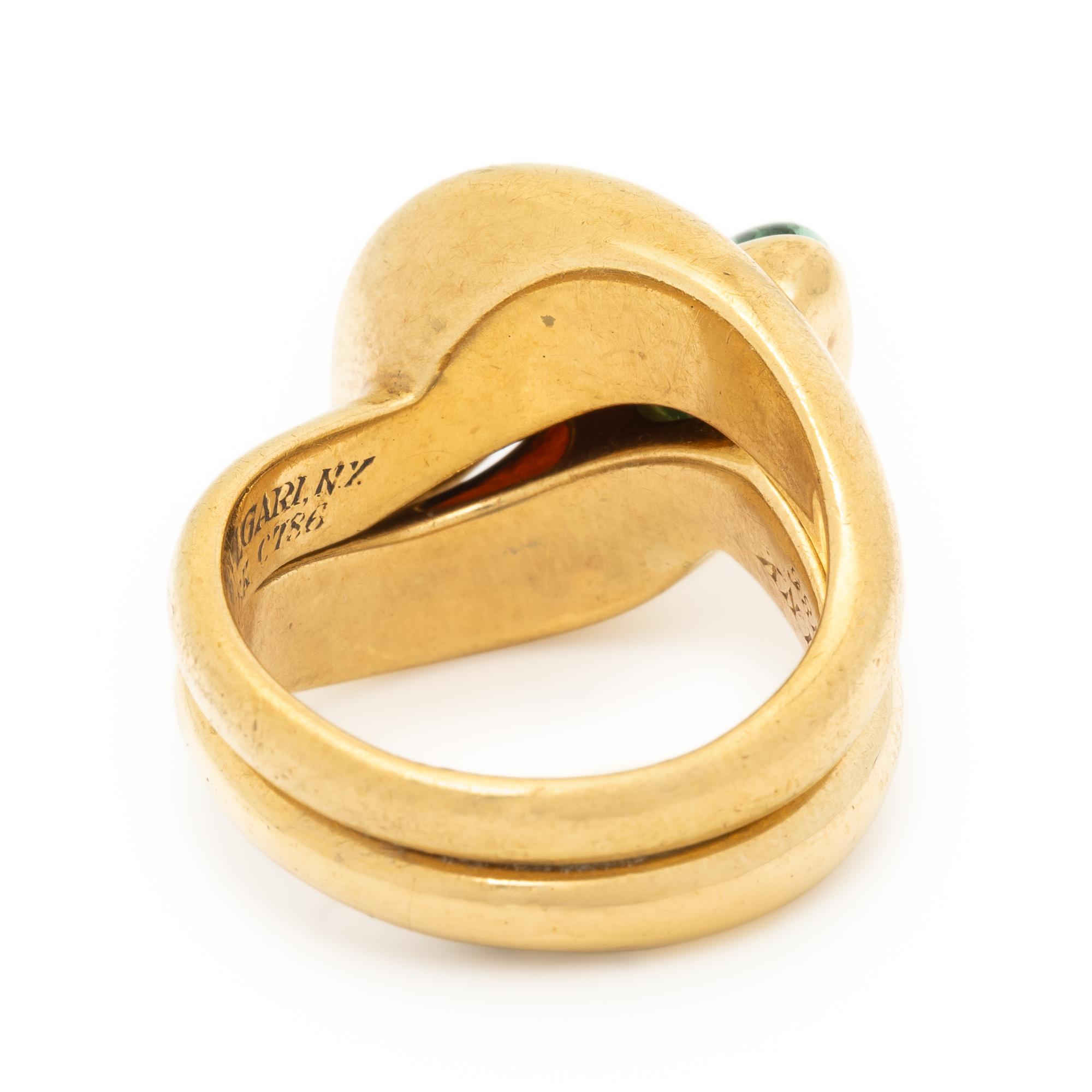 BULGARI, TWO YELLOW GOLD AND GEMSTONE 'SERPENTI' RINGS