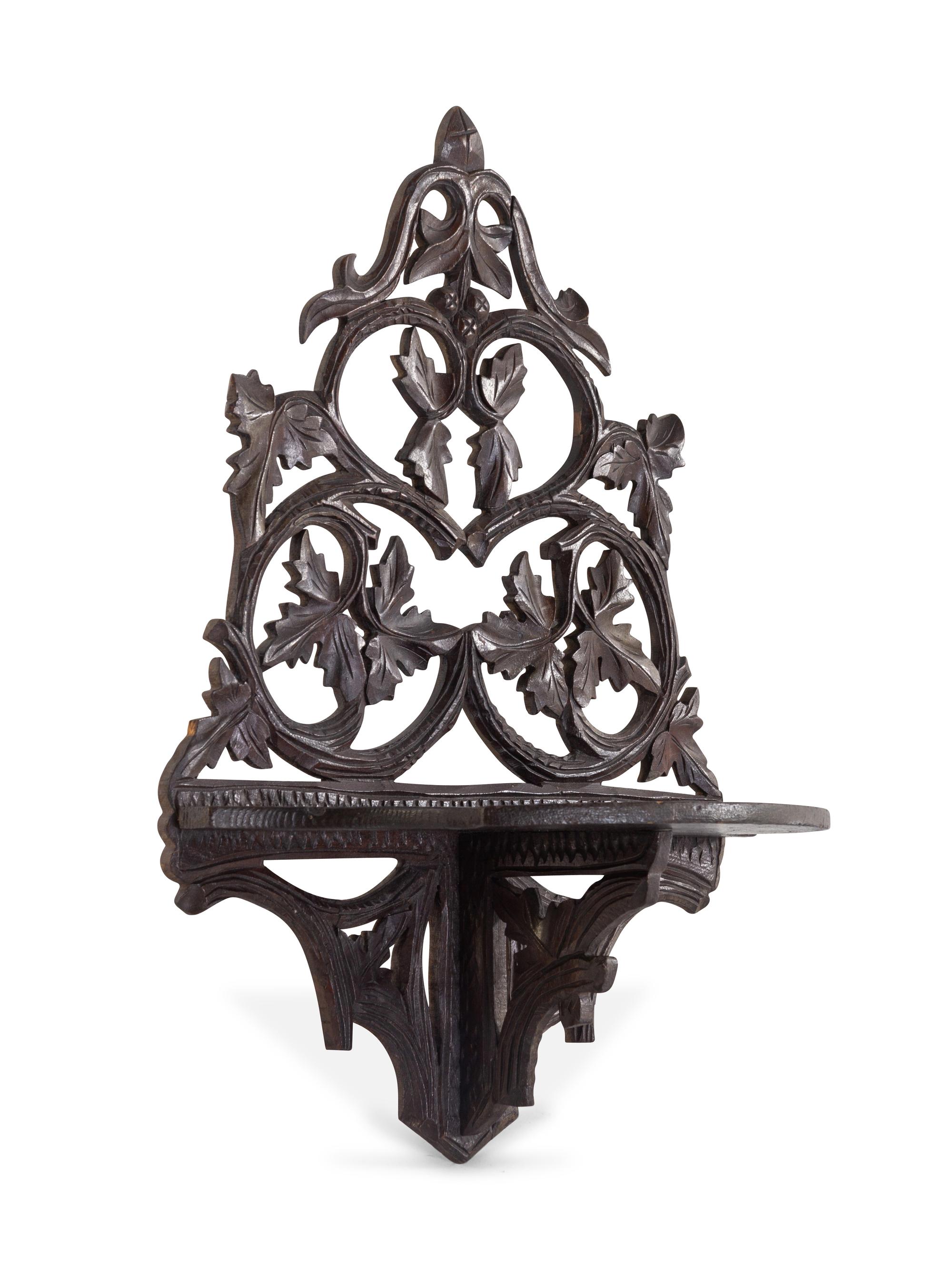 A Victorian Carved Oak Wall Shelf