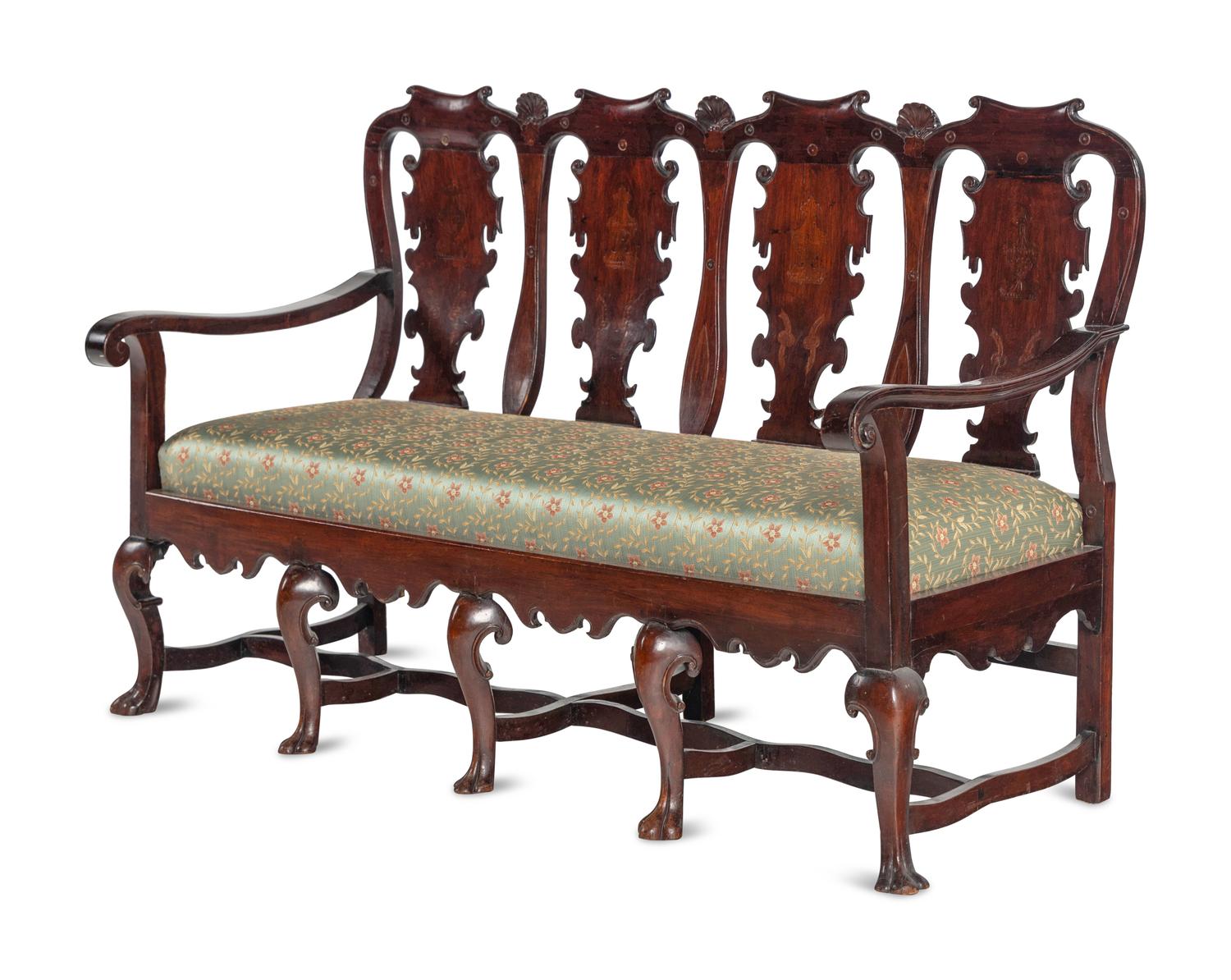 A Portuguese Walnut Quadruple-Back Settee