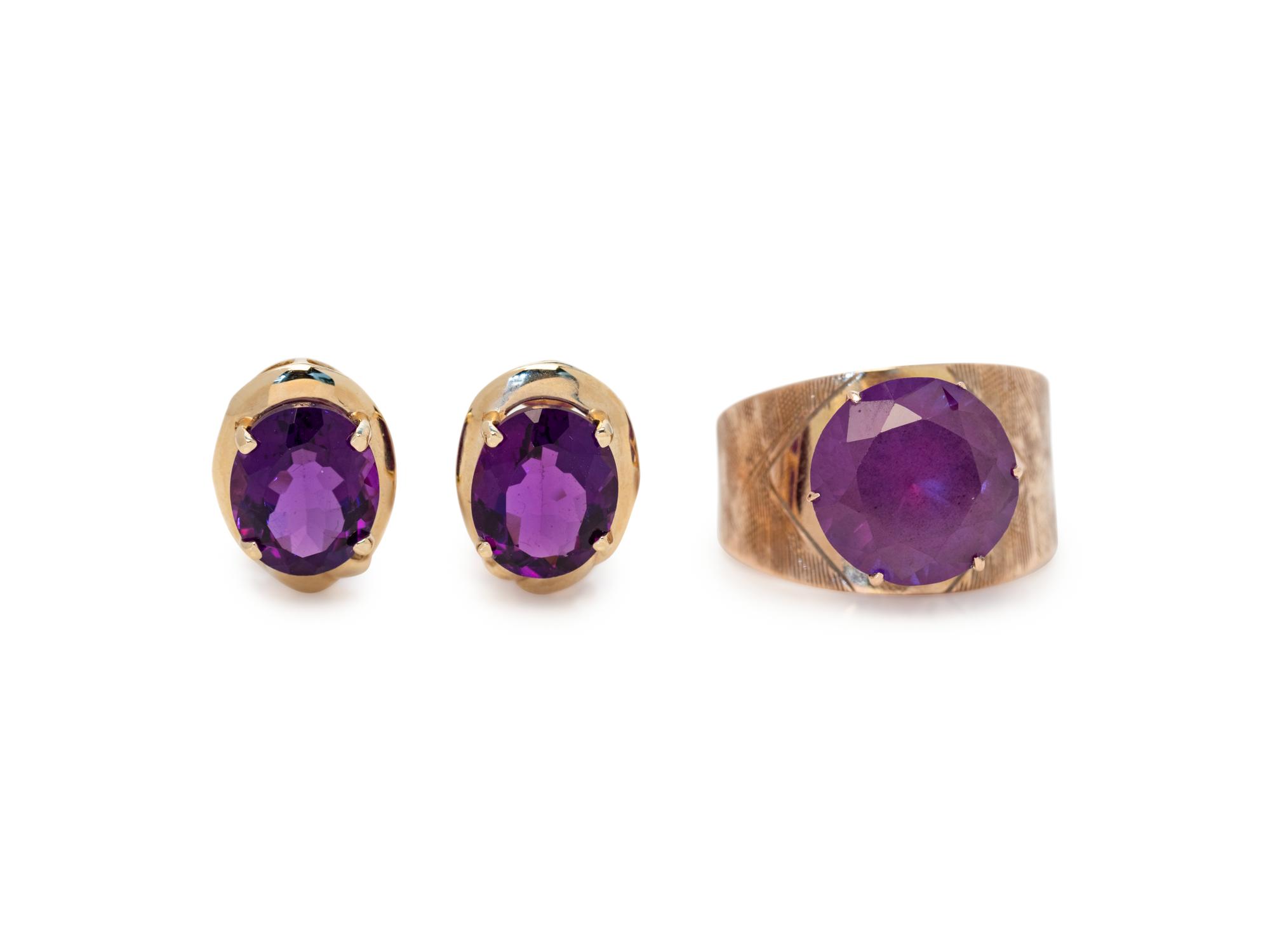 COLLECTION OF YELLOW GOLD GEMSTONE JEWELRY
