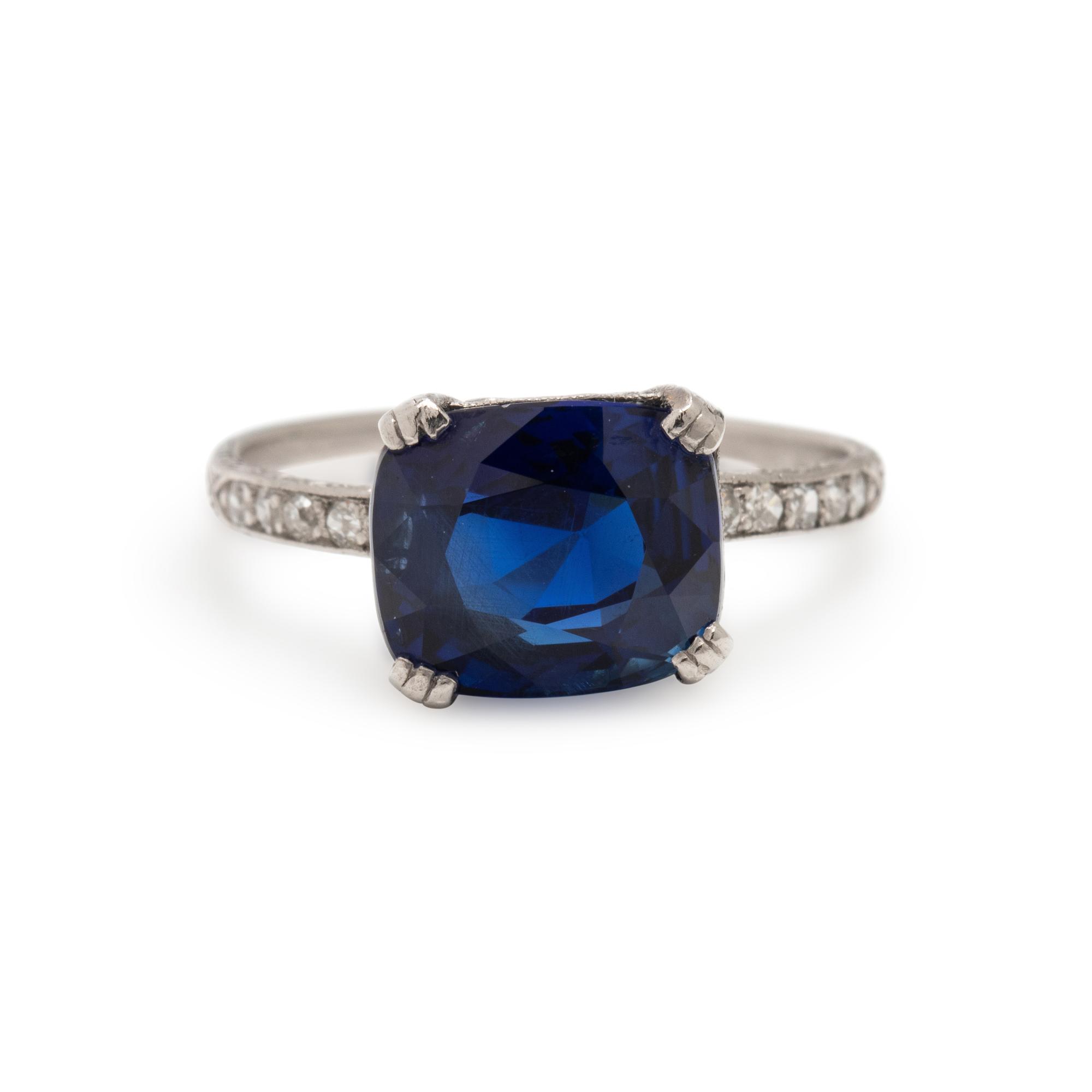 BLACK, STARR & FROST, ART DECO, BURMA SAPPHIRE AND DIAMOND RING