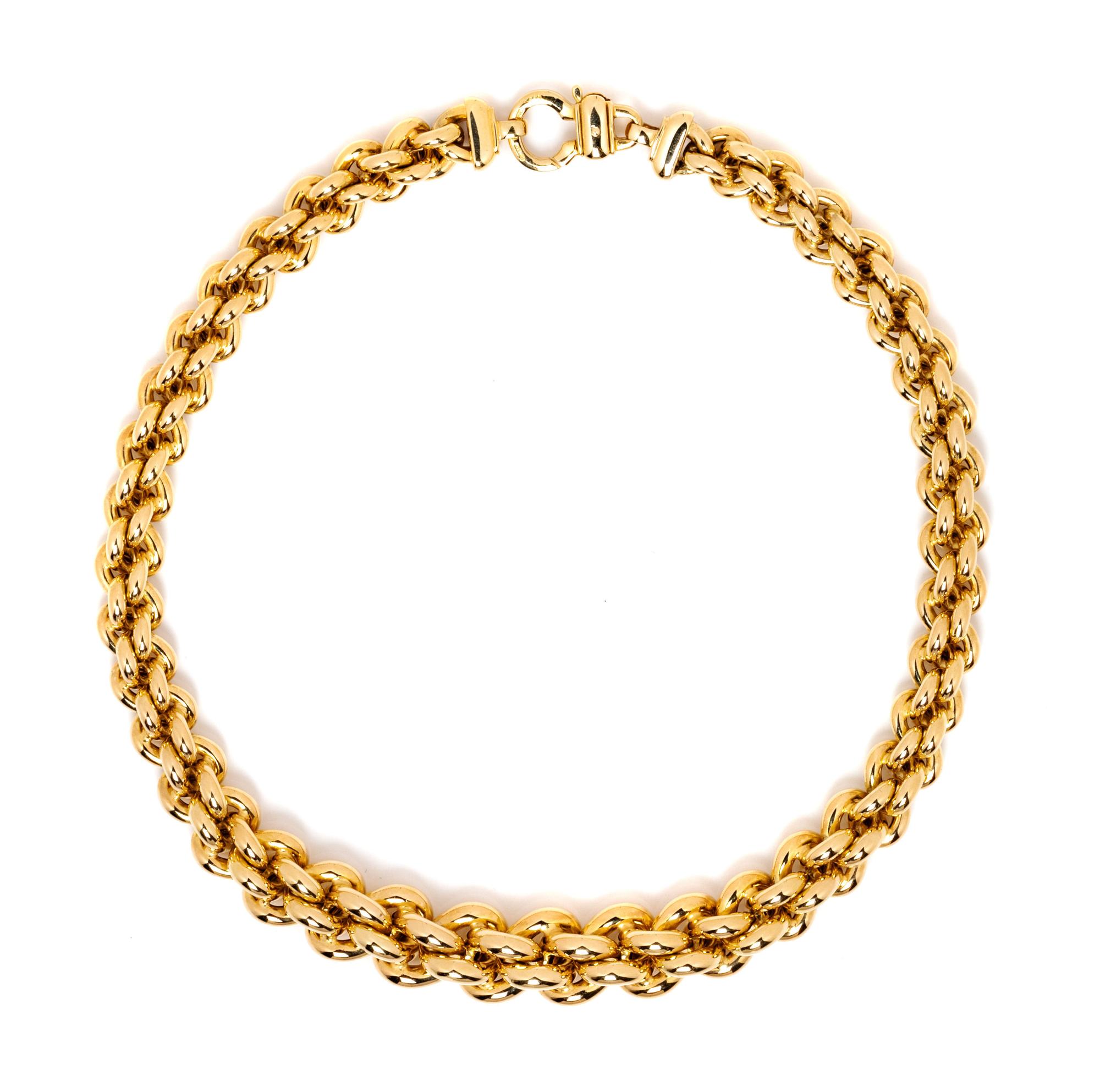 A 14 Karat Yellow Gold Link Necklace, Italian,