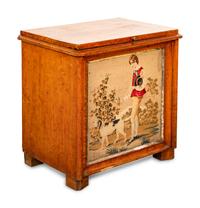 A Needlework-Inset Maple Storage Chest