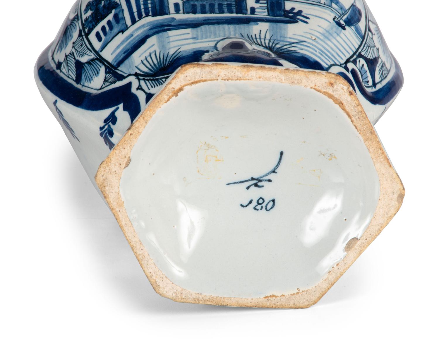 A Delft Earthenware Covered Vase