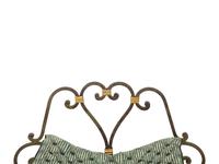 A Pair of Painted and Parcel Gilt Iron Curule Stools with Tufted Cushions