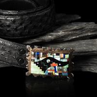Alvin Yellowhorse (Diné, b. 1968) — Sterling Silver and Mosaic Inlay Belt Buckle
