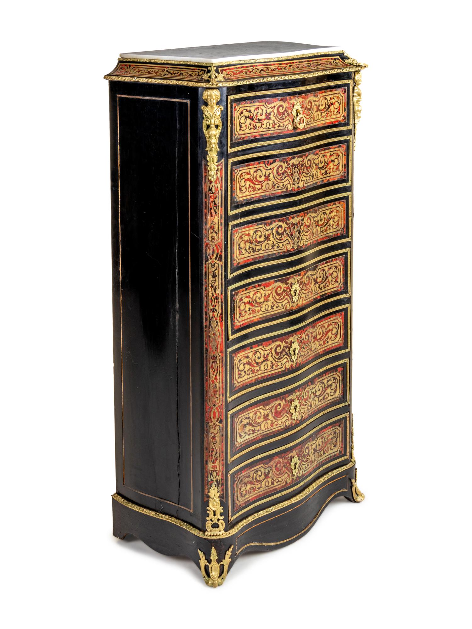 A Napoleon III Boulle Marquetry Semainier