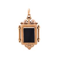 VICTORIAN, ROSE GOLD AND ONYX CAMEO PENDANT