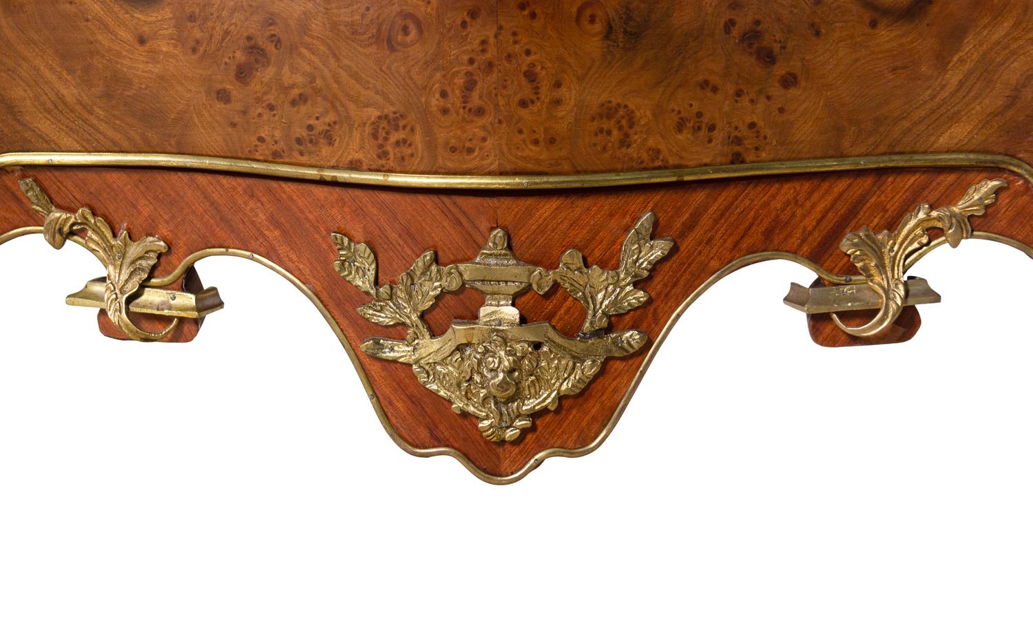 A Louis XV Style Gilt Bronze Mounted Marble-Top Bombe Commode