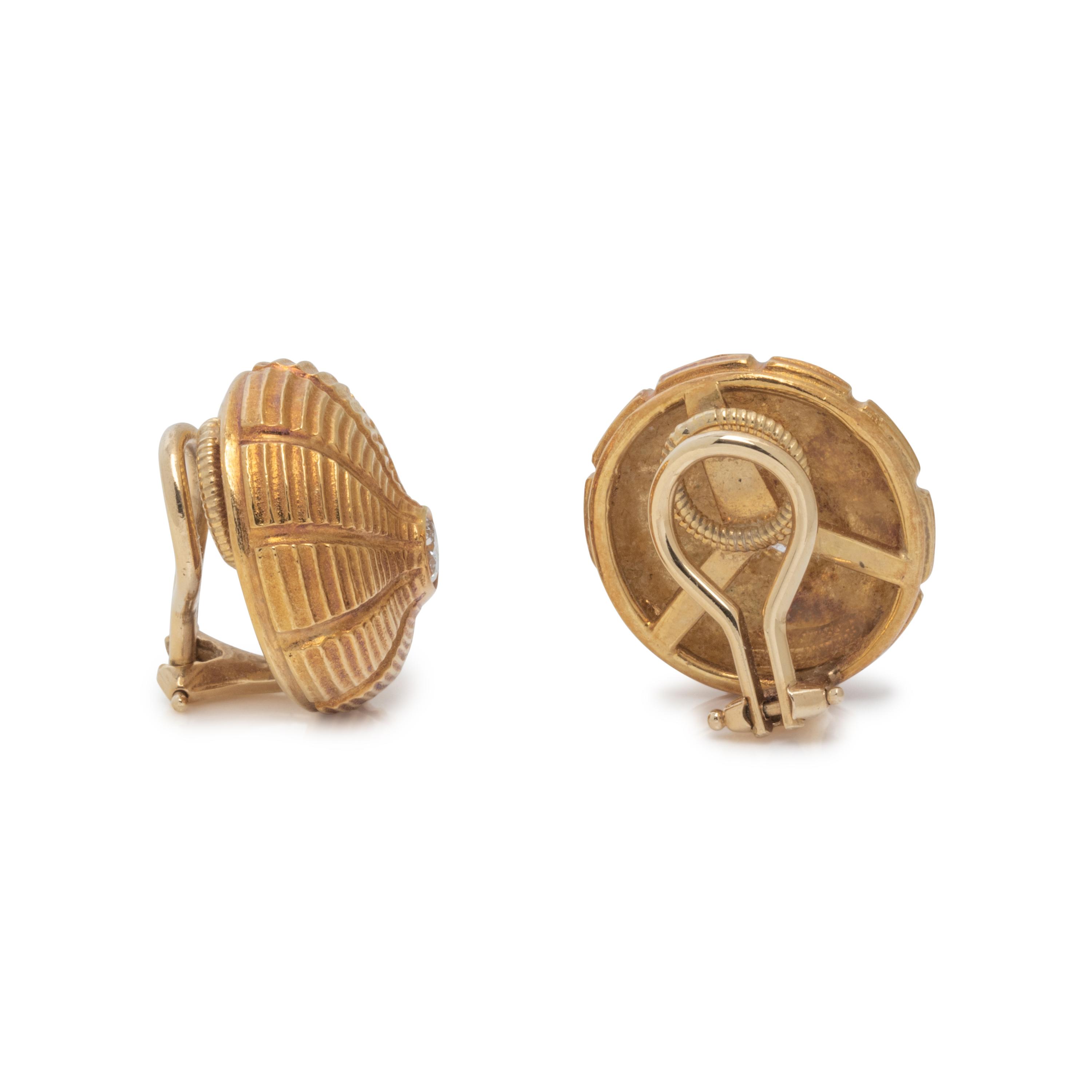 TIFFANY & CO., SCHLUMBERGER, YELLOW GOLD AND DIAMOND 'TAJ MAHAL' EARCLIPS