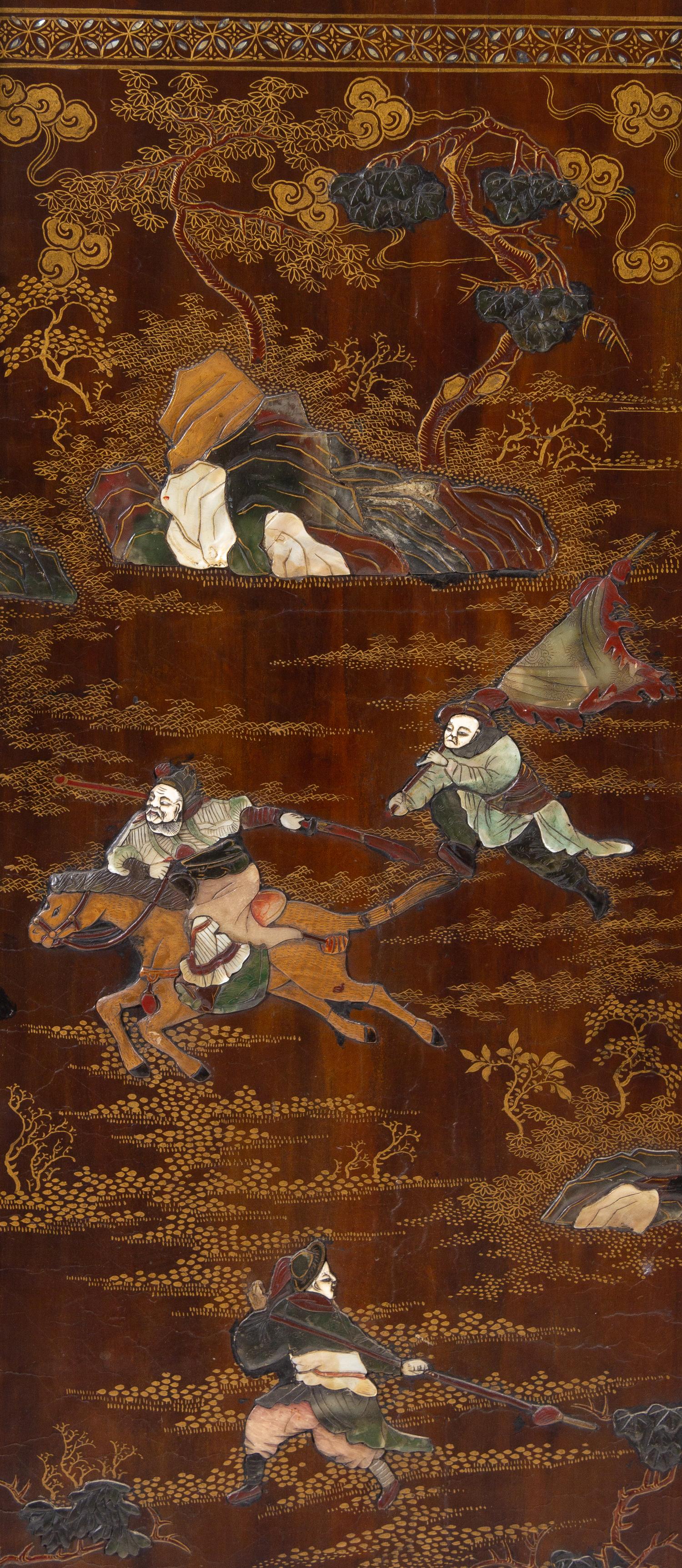 A Chinese Export Lacquered Six-Panel Screen