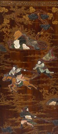 A Chinese Export Lacquered Six-Panel Screen