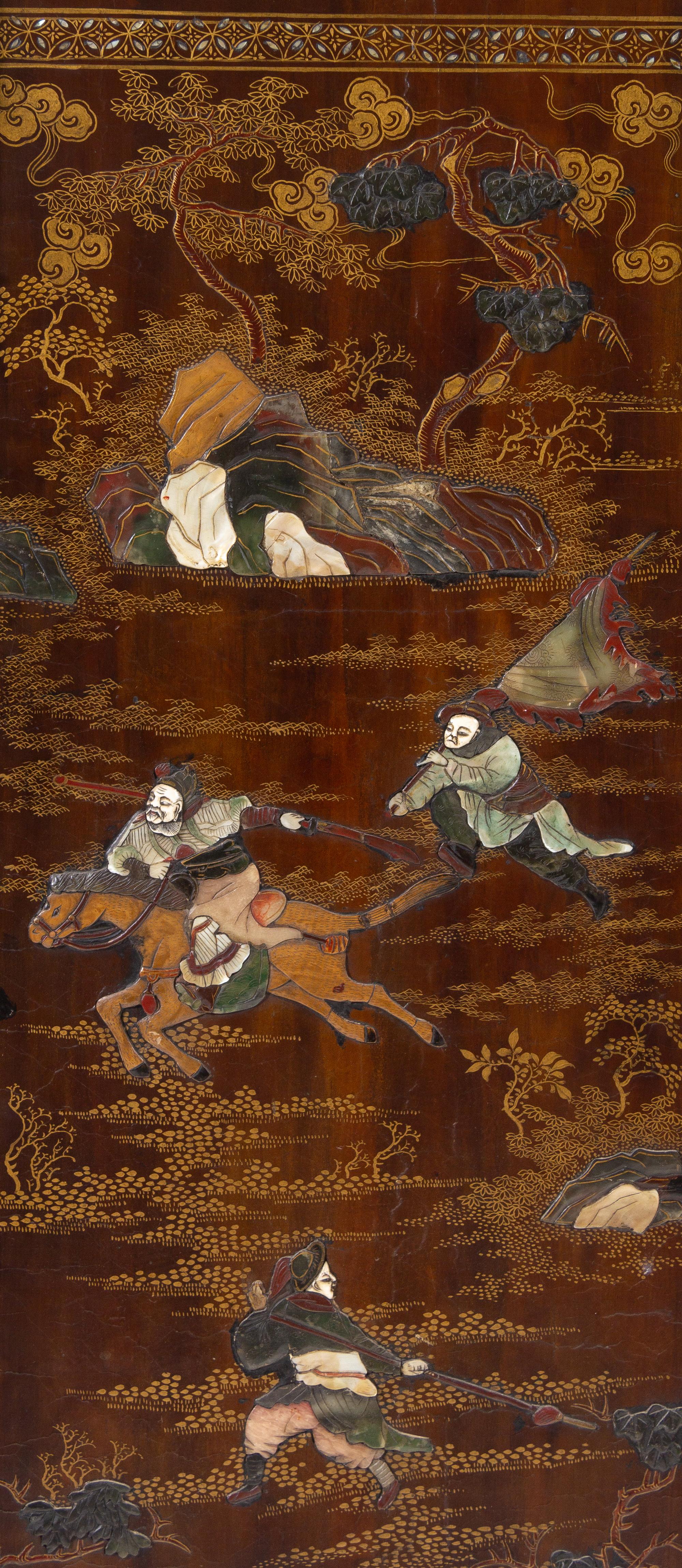 A Chinese Export Lacquered Six-Panel Screen