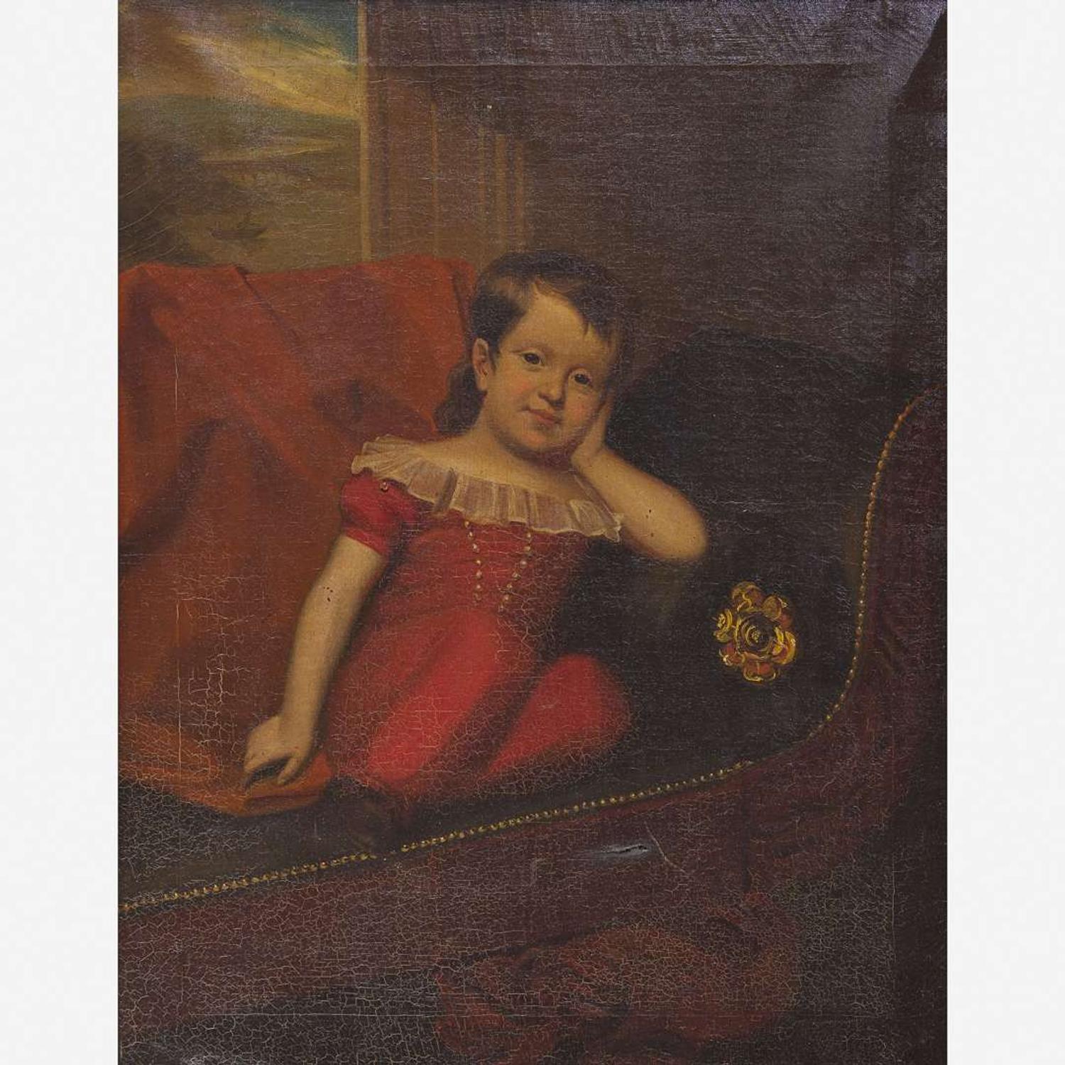 Attributed to George W. Connaroe (1802-1882) Portrait of a Young Fitzhugh Porter on Sofa