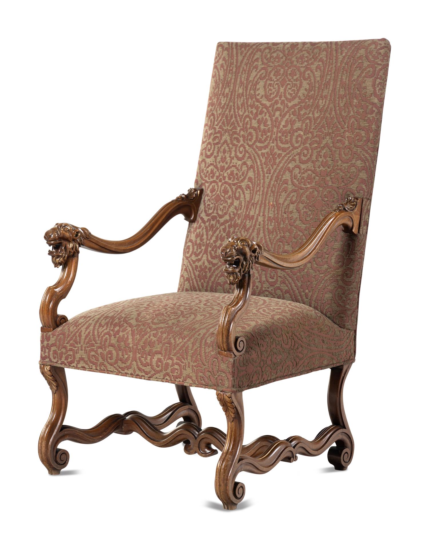 A Pair of French Carved Walnut Fauteuils