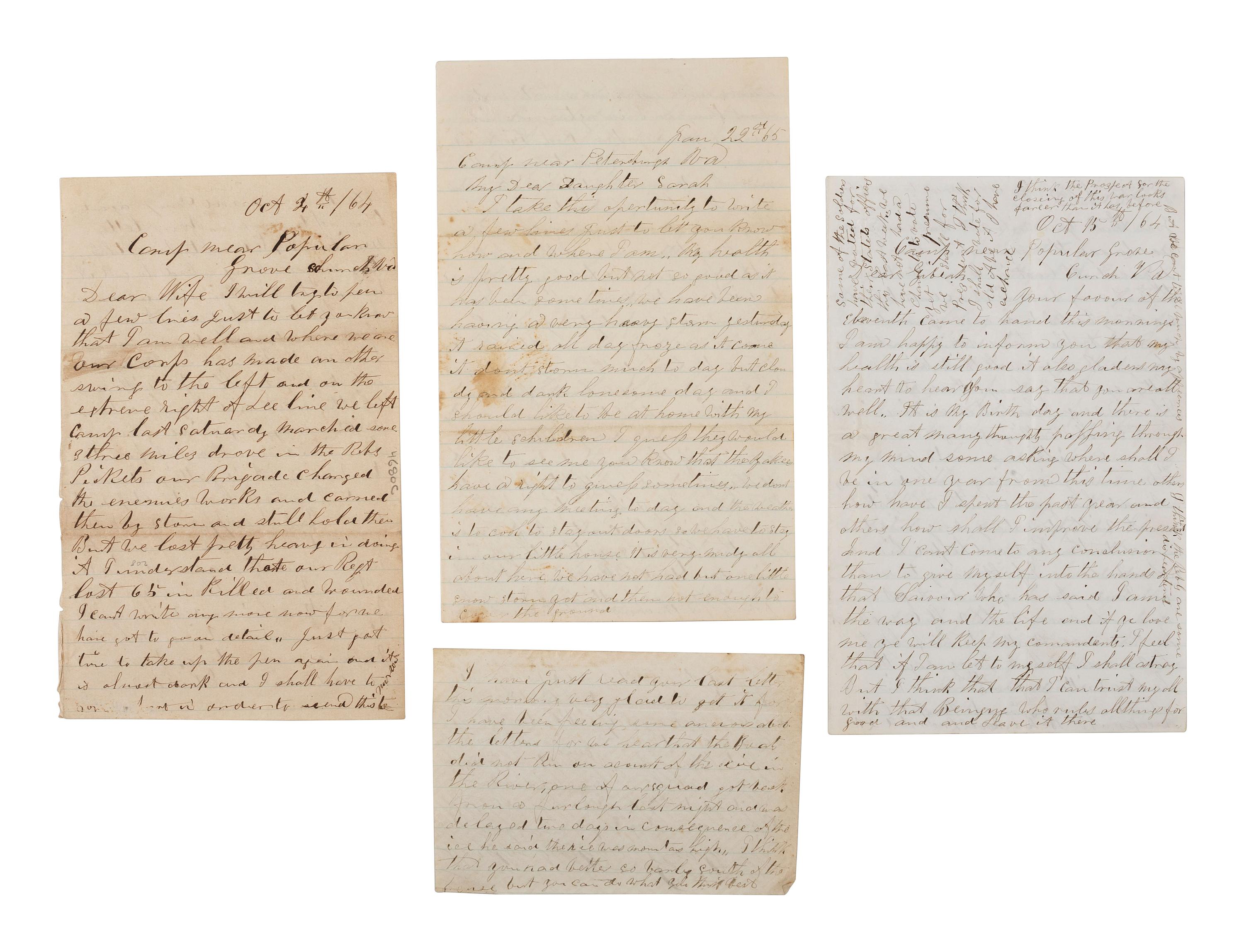 [CIVIL WAR]. Famed 20th Maine archive incl. letters and partial diary featuring Gettysburg content.
