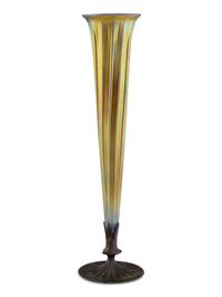 A Lundberg Studios Bronze Mounted Iridescent Glass Vase