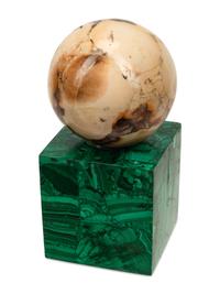 A Collection of Grand Tour Style Marble, Malachite and Rock Crystal Table Ornaments