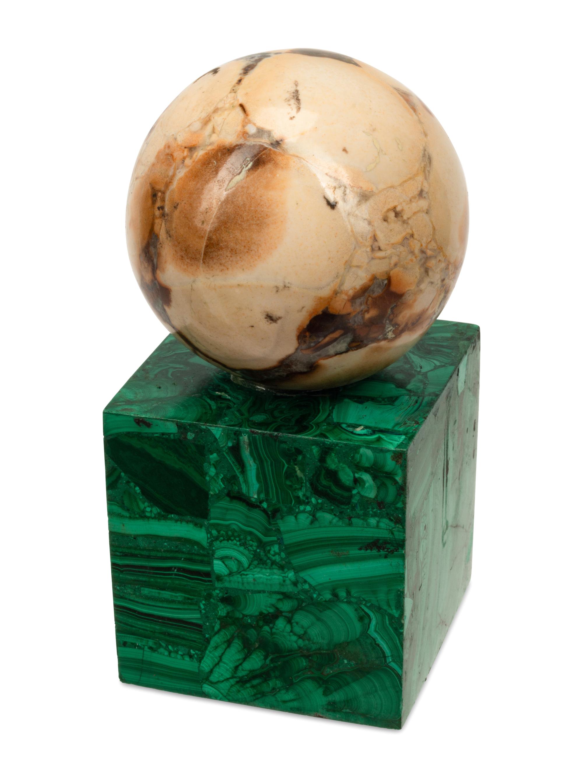 A Collection of Grand Tour Style Marble, Malachite and Rock Crystal Table Ornaments