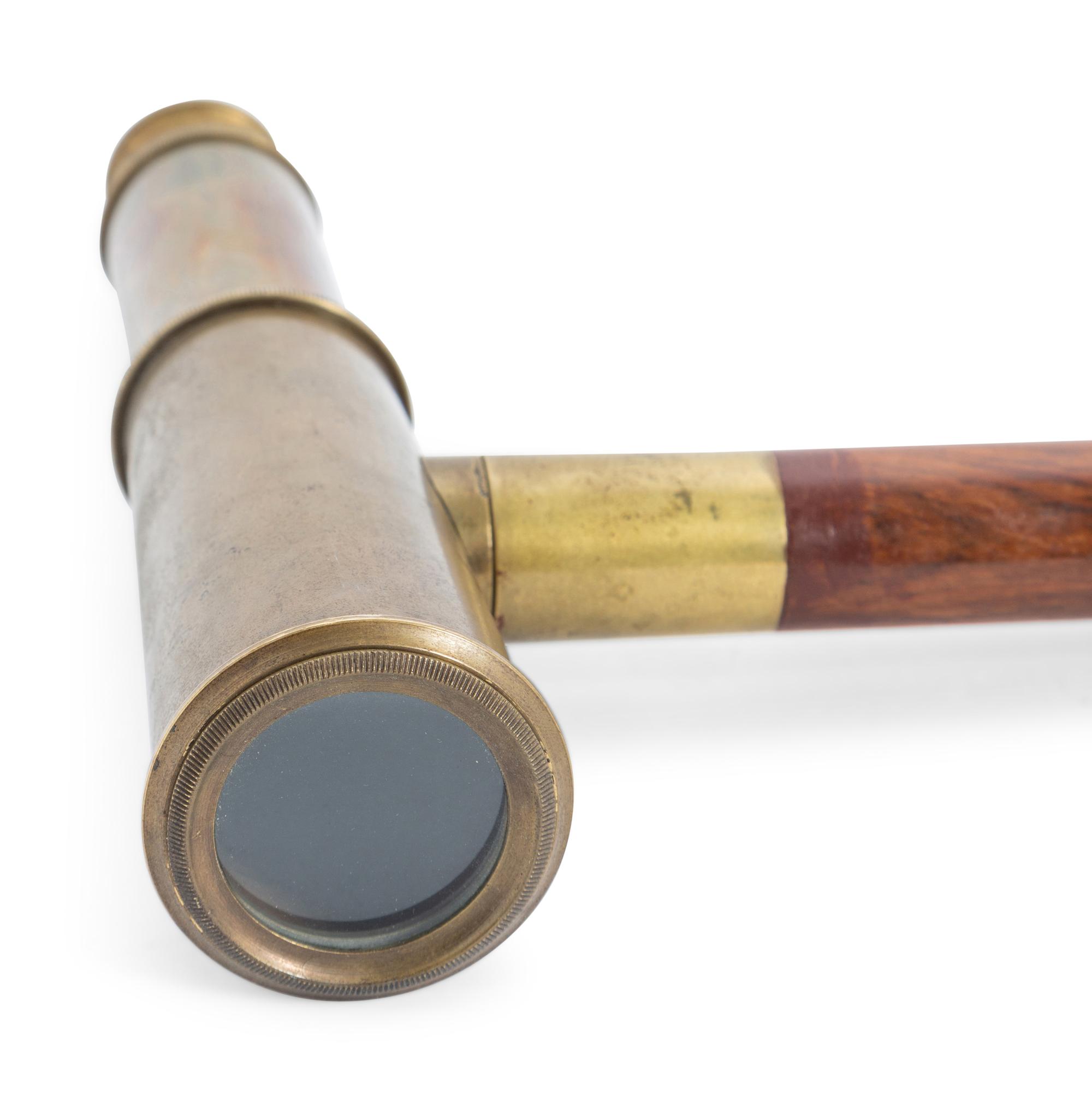 A Brass Mounted Two-Draw Telescope Gadget Cane