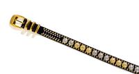 A Gianni Versace Black Leather Rhinestone Medallion Narrow Belt, Size 65/26.