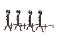 Two Pairs of Arts and Crafts Wrought Iron Andirons